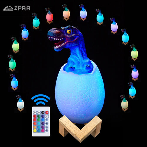 Touch Sensor Night Light LED 3/16 Colors Pat Dinosaur Egg Bedside Lamp Remote Control Nightlight Toy Rechargeable Table Lamp